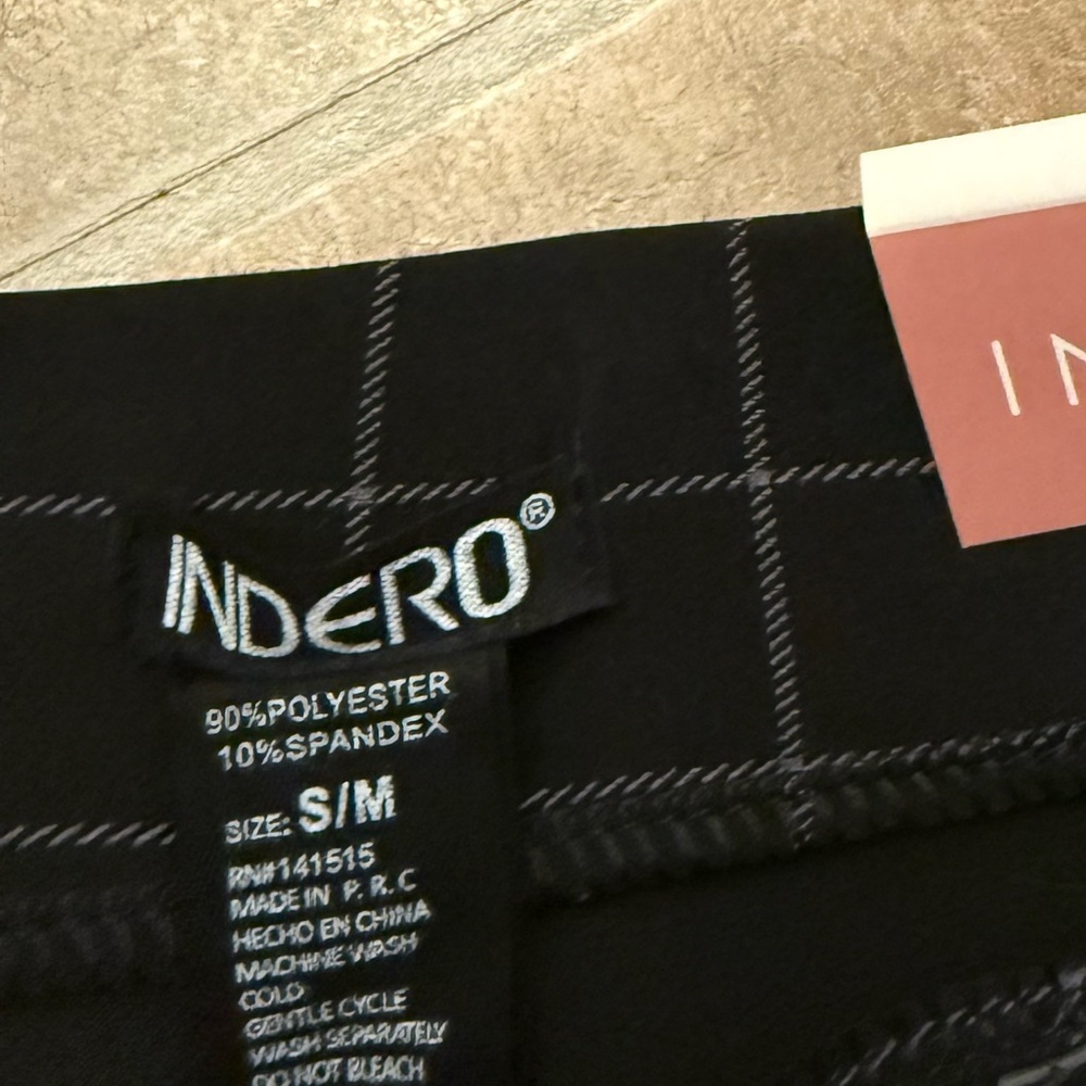 INDERO Scuba Windowpane Plaid Slim Leg Pants Capsule Size S/M Black Checker NWT - Picture 5 of 5